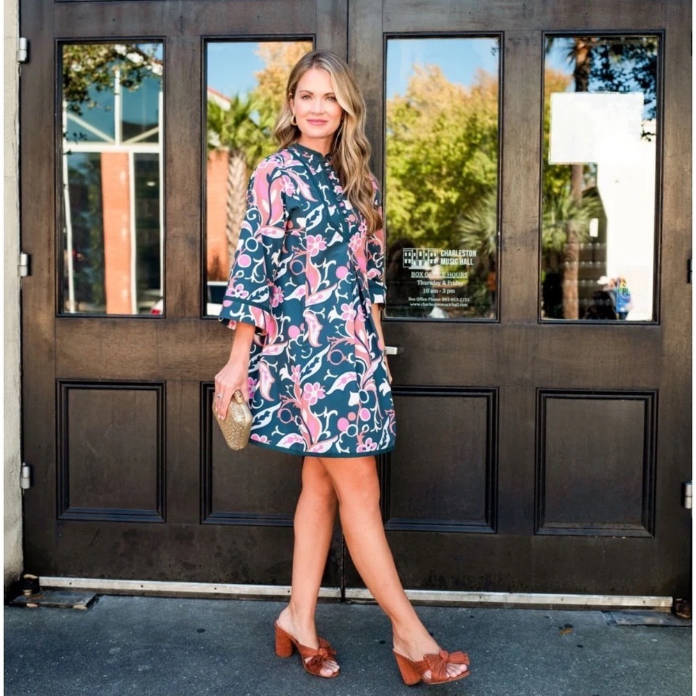 Tuckernuck X Cameran Eubanks Magnolia Chintz Indre Dress Teal Pink 2X